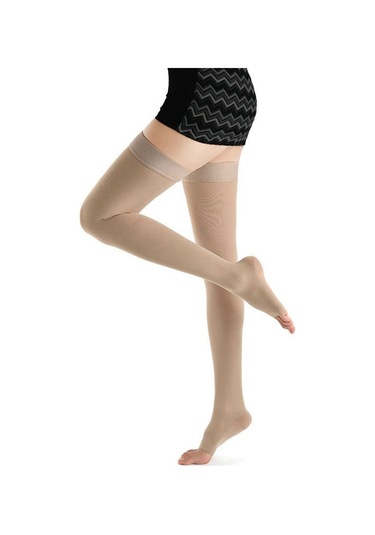 Teltree Uzun Süre Oturan/kalkışanlar İçin Bacak Kan Akışını İyileştirici, Daraltıcı Ve Destekleyici, 2. Seviye, Kalçaya Kadar, Ayağa Açık, Ten Rengi, Xxl Bilezikler Çok Renkli