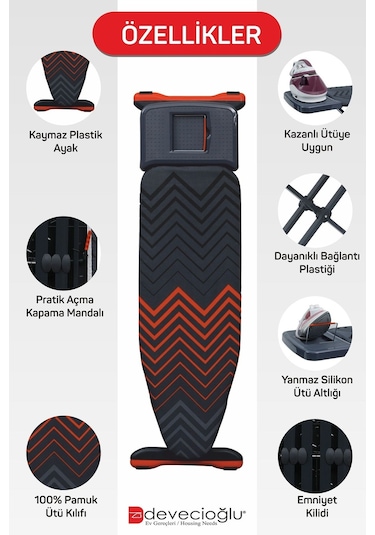Devecioğlu Harbinger Mm164 Trendboard Yeni Model Ütü Masası Çok Renkli