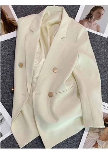 Novahub Bej İlkbahar Sonbahar Kadın Ceketi Şık Zarif Rahat Spor Kadın Takım Elbise Kore Moda Lüks Ceket Kadınlar İçin Blazers Xl Bej - Xl Bej