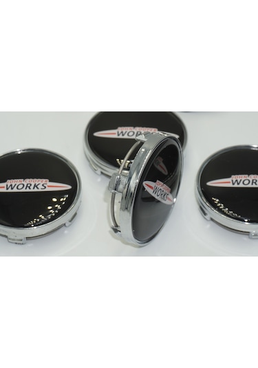 Mini John Cooper Works Logo Gümüş Siyah Jant Göbeği Kapak Seti