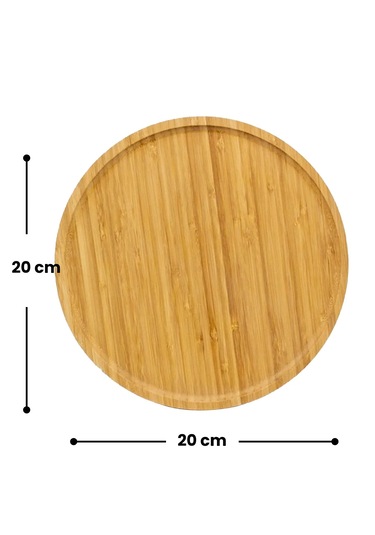 Bambu Yuvarlak Servis Tabağı Doğal, Dayanıklı Ve Çok Amaçlı Sunum Tepsisi 20x20 Cm Bambu