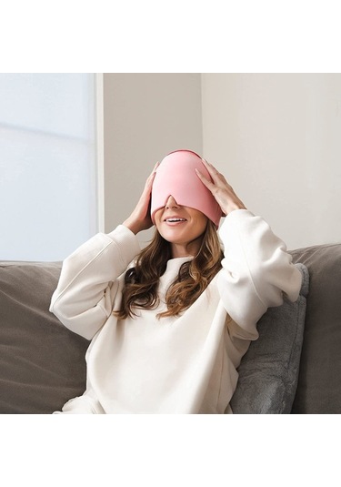 Ruicoo Siyah Jel Yüz Kaplama Soğuk Kompres Başlık - Baş Ağrısı Alleviatörü, Esnek Fizyoterapi Bantı, Ev Kullanıma Uygun Siyah