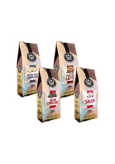 Salep + Beyaz Sıcak Çikolata + Sıcak Çikolata + Chai Tea Latte 4 x 1 KG