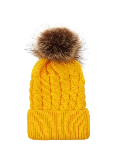 Geeksen Küçük Bebekler İçin Sarı Toptan Örgü Şapka - Yumuşak Akrilik, Isı Sağlama Ve Esneklik Özelliği Sarı
