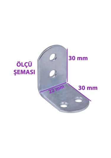 Mobilya Eşya Dolap Duvar Sabitleyici Köşe Bağlantı L Demir Gönye Deprem Güvenliği 30x30x22mm