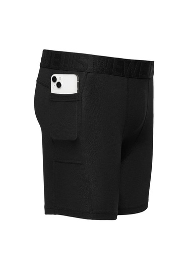 Weweus Siyah Gizli Cepli Erkek Uzun Boxer Siyah