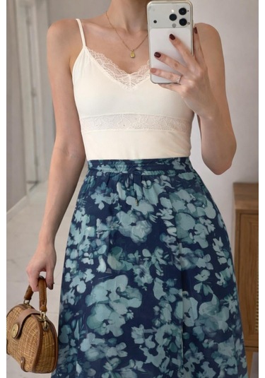 Lijuri Asimetrik Kesim Floral Etek 4093 Multi