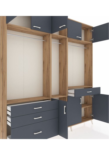 Arges Dolap 8 Raflı 4 Çekmeceli 3 Askılı 220x30x243 Çam-antrasit/antrasit Antrasıt/antrasıt Arges Dolap 8 Raflı 4 Çekmeceli 3 Askılı 220x30x243 Çam-antrasit/antrasit Antrasıt/antrasıt