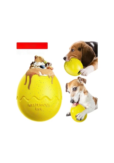 Tuomeng Pet Köpek Yavaş Gıda Isırmaya Dayanıklı Besleyici Dinozor Yumurta Yavaş Gıda Isırık Oyuncak Sarı