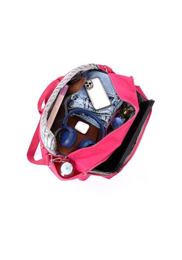 Seyehat Spor Çantası Kabin Boy Valiz 45 35 Cm Omuz Ve Çapraz Askılı Hafif Klinkır Çanta Su İtici Pembe