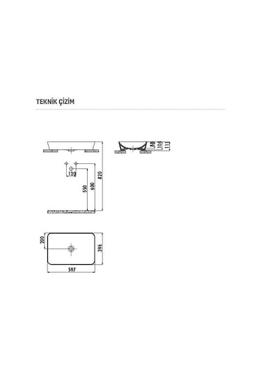Creavit Ul060 Ultra Tezgah Üstü 40 x 60 CM Mat Siyah Lavabo