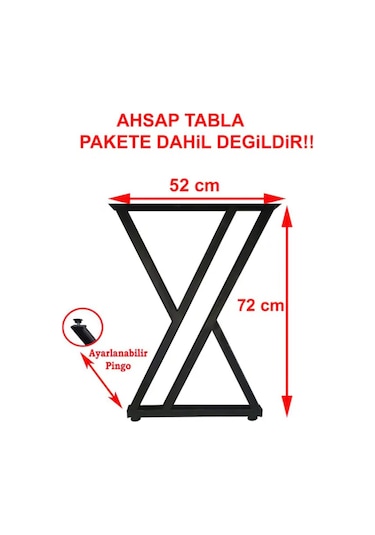 Metal Masa Ayağı 1,5mm Kalınlık 52x72cm Bingolu Metal Ayak Takımı
