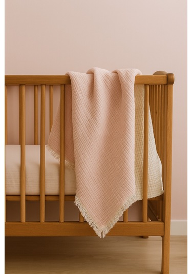 Elyaflı Müslin Battaniye 100x120 Cm Gri