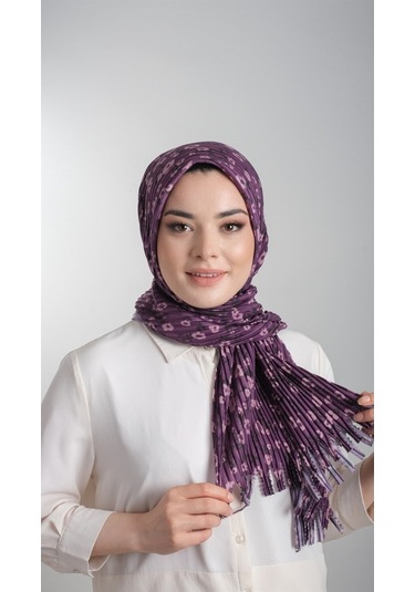 Mürdüm Pratik Hazır Geçmeli Tesettür Eşarp Kesik Elyaf Piliseli Ç (553630036) Mürdüm