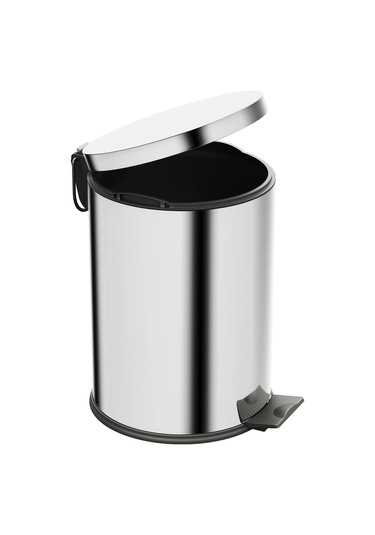 Aqua Bagno Basic Çöp Kovası - Pedallı 12 L, Parlak Krom Paslanmaz Krom