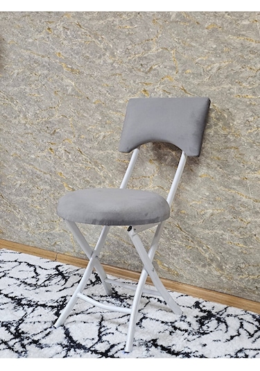 Beyaz Boyalı Katlanır Tabure - Kamp Sandalyesi - Sandalye - Mutfa Çok Renki