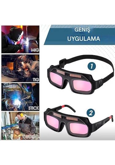 Yate10 Otomatik Kararan Kavisli Kaynak Gözlüğü + 3 Koruma Camı
