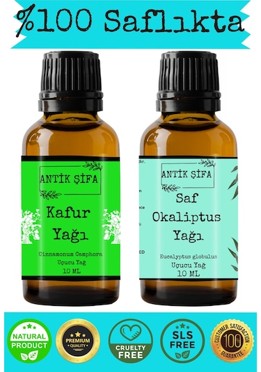 %100 Saf Kafur Yağı Veokaliptus Uçucu Yağı - 10ml + 10ml 20 ML