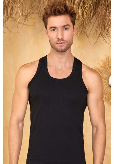 Berrak 1017 6'lı Siyah Renk %100 Pamuk Erkek Atlet Siyah