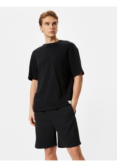 Koton Bermuda Şort Beli Bağcıklı Cep Detaylı Siyah 4sam40020mk Siyah
