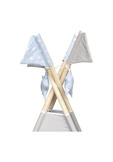 Exorbaby Xl Büyük Boy Ahşap Ve Pamuklu Oyun Çadırı , Oyun Evi Mavi