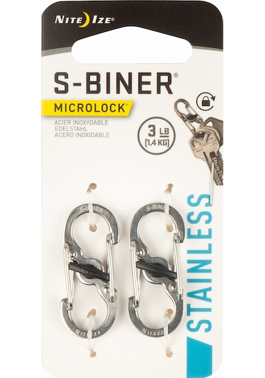 Nite Ize S-Biner Microlock Çelik Karabina 2Li Paket Gri Çok Renkli