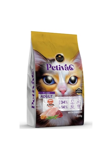 Petiva Tavuklu Yetişkin Kedi Maması 500 G