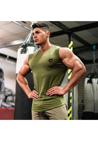 Beyaz Muscleguys Yaz Yeni Avrupa Ve Amerikan Tarzı Baskılı Yelek Pamuklu Erkek Fit Spor V Yaka Kolsuz Tişört