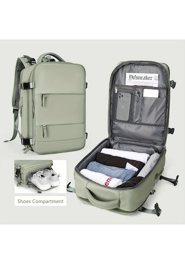 Sandwich Motion003 Küçük Boy Açık Mavi Kapasiteli Seyahat Sırt Çantası Laptop Ayakkabı Cebi Antihırsızlık Özellikli Açık Mavi