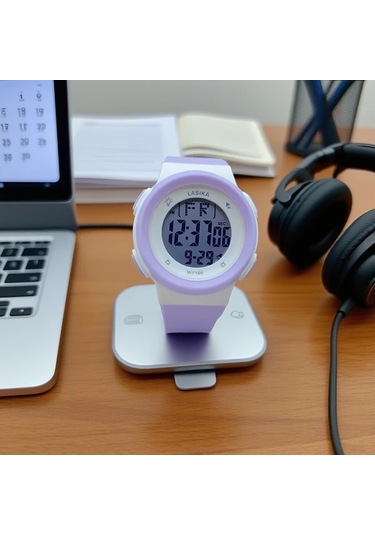 Primepickings Siyah Çocuklar İçin Dijital Alarmlı Su Geçirmez Öğrenci Saati Siyah