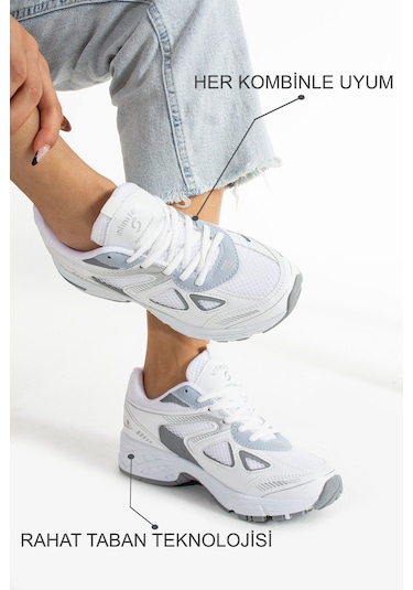 Kadın Beyaz Spor Ayakkabı Günlük Rahat Air Taban Sneaker N110
