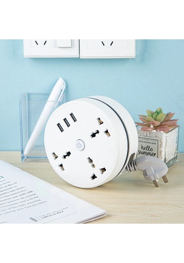 Yaleker Alüminyum Disk Şarj Cihazı 3 Açık + 3 Usb 2500w 10a 250v 1.8m Kablo Hızlı Şarj Qc 3.0 Avrupa Standartı Telefon Bilgisayar Tv İçin