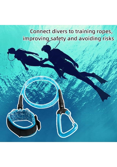 Neevoyu Su Altı Güvenlik Kordonu - Serbest Dalış İçin Bileklik Ve Karabinerli Kayıp Engelleme Teli Mavi Mavi