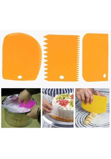 Hamur Kesici Kek Ekmek Dilimleme Pişirme Kek Bıçağı Spatula 16z Gül Kırmızı 3 Adet/Takım