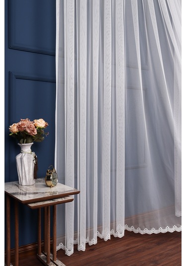 Grek Etek Nakış İşlemeli Çicek Desen Tül Perde