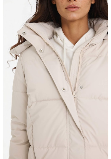 Defacto Regular Fit Kapüşonlu Fermuarlı Şişme Mont F2143ax25wnbg414 Bej-bg414