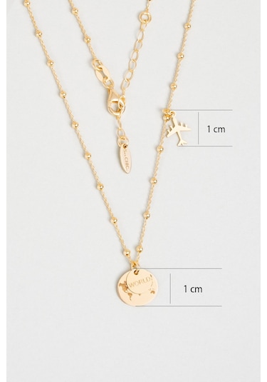 Manifest 18 Ayar Sarı Altın Kaplama 44 Cm Gümüş Kolye Sarı