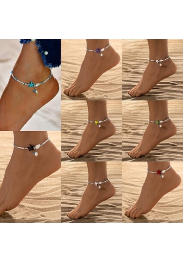 Denizyıldızı Denizyıldızı Şeklinde Halhallar Alaşım Ayak Bileği Aksesuarları Yeni Plaj Ayak Bileği Zincirleri Adam Sarı