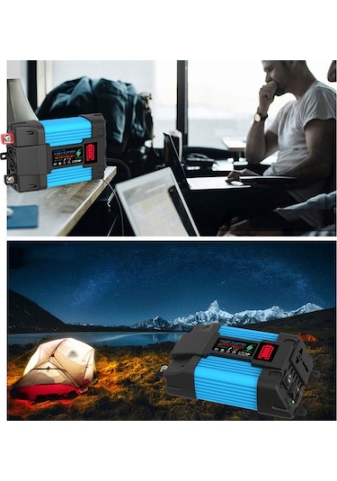 Dc12 V-ac220 V 300w Araç Dönüşüm İnvertörü Güç İnvertörü Led Akü Güç Göstergesi Çoklu Koruma İkili Şarj Usb Portları Kamp Seyahat İnvertörü