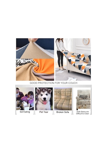 Sones Çift Kişilik Dört Mevsim Baskılı Tam Kapsama Elastik Kaymaz Kanepe Örtüsü Sessiz