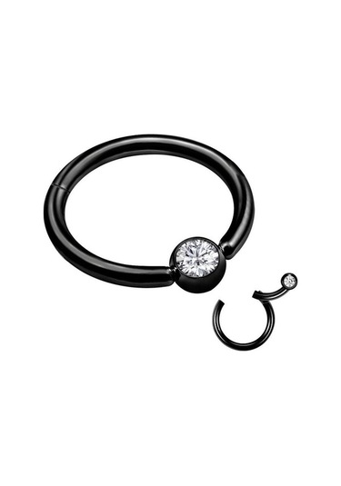 Novahub Siyah Karışık Stil Çift Katmanlar Çelik Clicker Segmenti Burun Çember Yüzükler Menteşeli Kulak Burun Septum Delme Type 2 Siyah