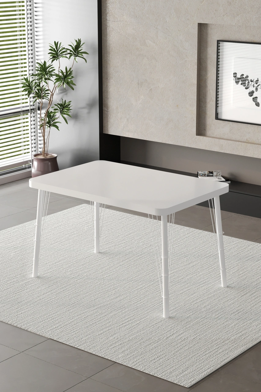 Mutfak Masası Takımı Elma Serisi Benchli Beyaz Antrasit