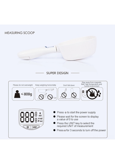 Yifomall Led Ekranlı 250ml Evcil Hayvan Mama Ölçek Kaşığı - Abs Malzeme Çok Renkli