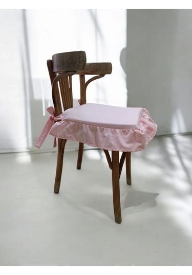 Pembe Fırfırlı Bağcıklı İskandinav Stil Sandalye Minderi Diğer