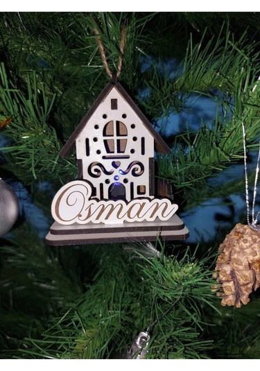 Lavanta Tasarım Işıklı Ağaca Asılabilen Maket Ev 5 Beyaz