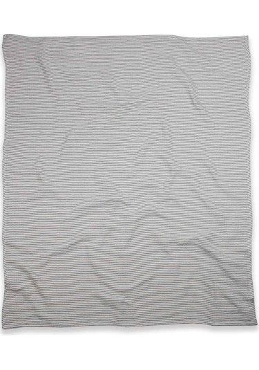 Cigit Naturel Müslin Battaniye 90x100cm Füme İnce Çizgili Füme
