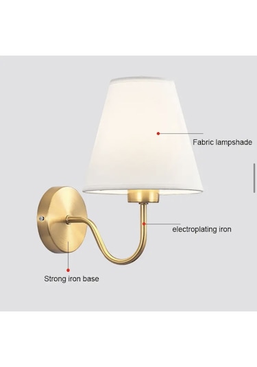 Burenze Modern Tasarım Duvar Aplik Gold Gövde Krem Abajur