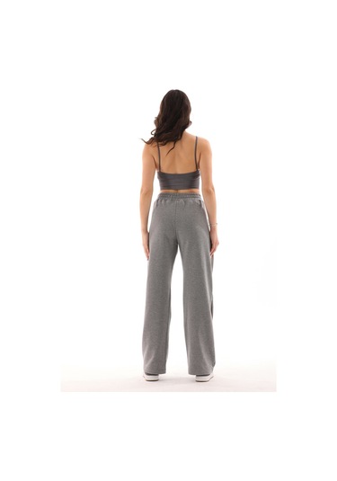 Kallima Gri Beyaz Tasarım Cepli Şeritli Üç İplik Eşofman Altı Gri