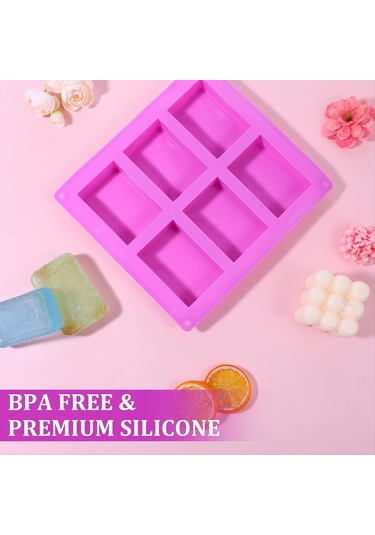 Gatherco 10'lu Paket Silikon Sabun Kalıbı, 6 Gözlü Dikdörtgen Silikon Sabun Kalıbı, Ev Yapımı El Sanatları Sabun Kalıpları Ve Çikolata Kalıpları