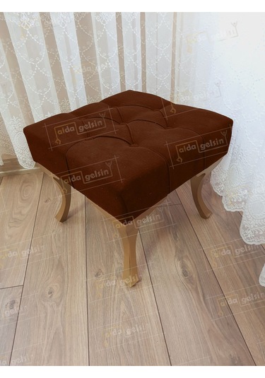 Kapitoneli Makyaj Pufu Ayak Ucu Puf Gold Ayak 45 45 Kahve